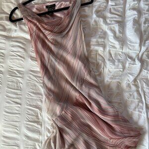 BCBG Max Azria Y2K Silk Cowl Neck Asymmetrical Dress, Size: 6
